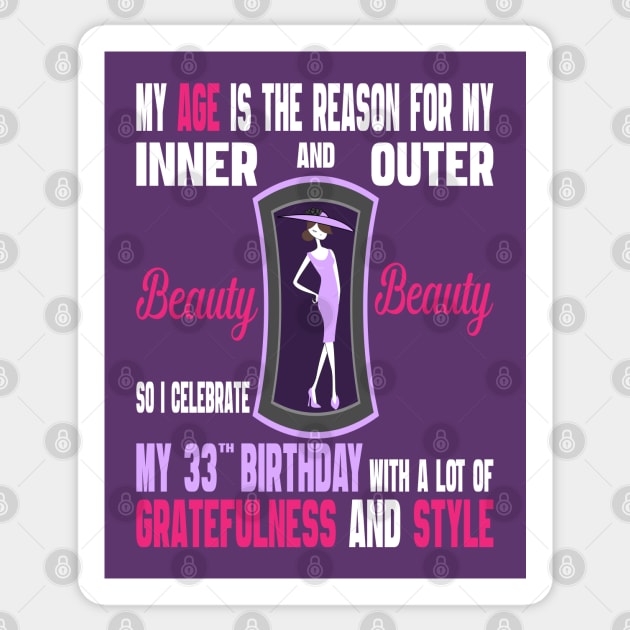 33 Year Old Women Gift Fabulous Bday 1988 - Girls 33th Birthday Sticker by JMXtraStyle